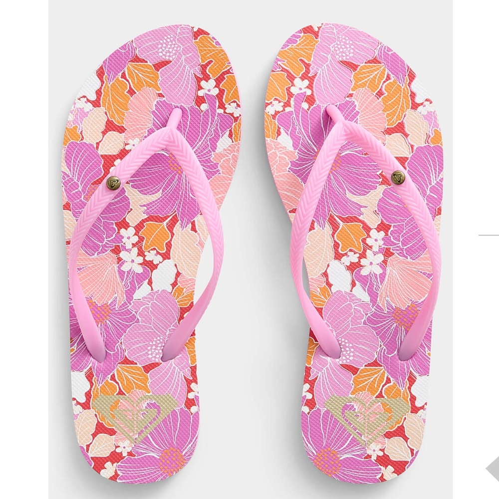 Roxy pink flower Bermuda flip-flops sandals NWT